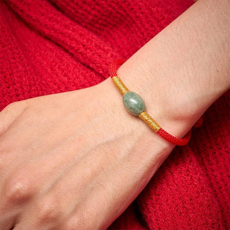 Buddha Stones Pulsera protectora de hilo rojo con cuentas de jade - image 3