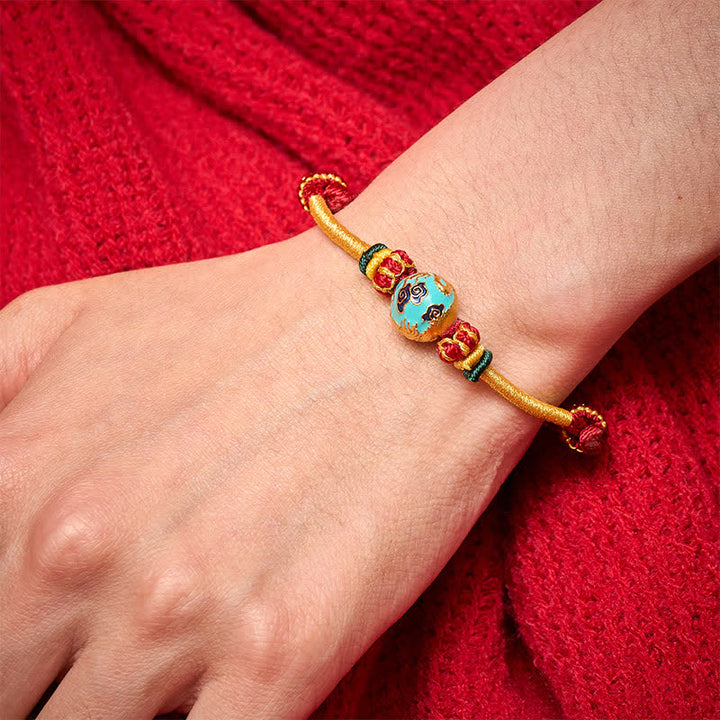 Buddha Stones Pulsera trenzada de hilo rojo con cuentas de dragón de cobre - image 13