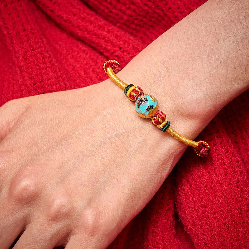 Buddha Stones Pulsera trenzada de hilo rojo con cuentas de dragón de cobre - image 13