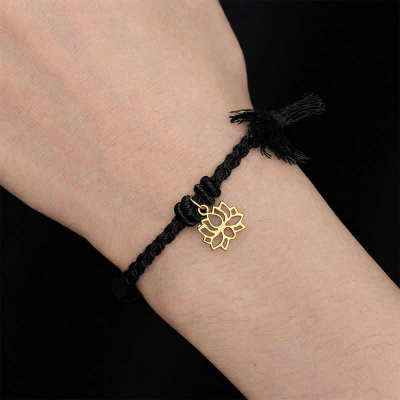 Buddha Stones Pulsera de hilo rojo con loto de cobre para un nuevo comienzo - image 16