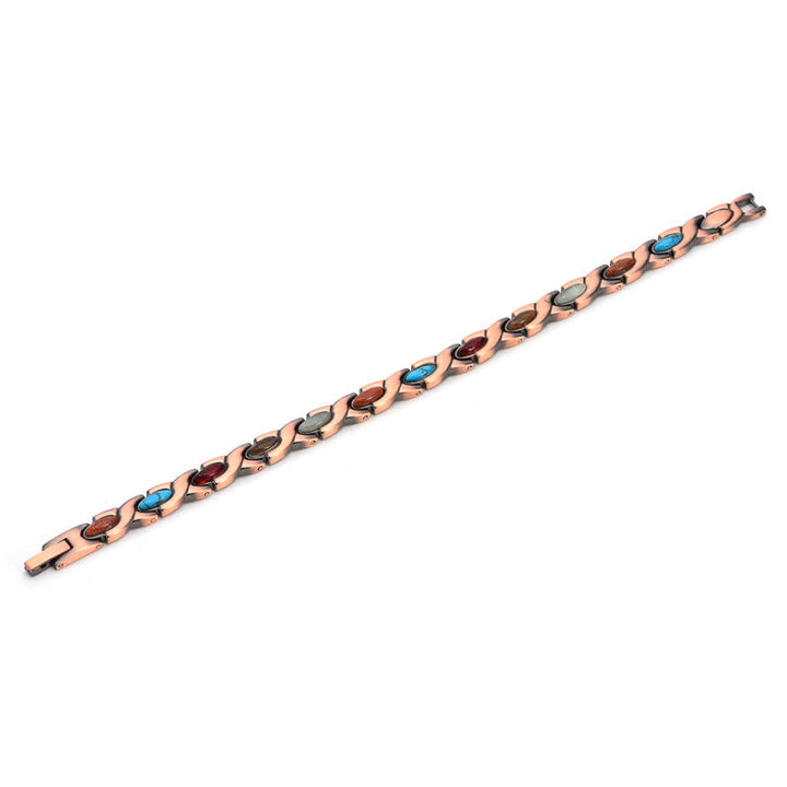 Buddha Stones Pulsera ajustable de eslabones con incrustaciones de turquesa y cobre antiguo - image 4