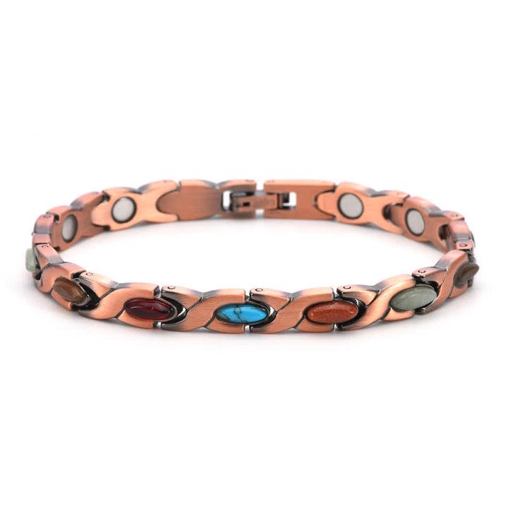 Buddha Stones Pulsera ajustable de eslabones con incrustaciones de turquesa y cobre antiguo - Varios colores - image 0