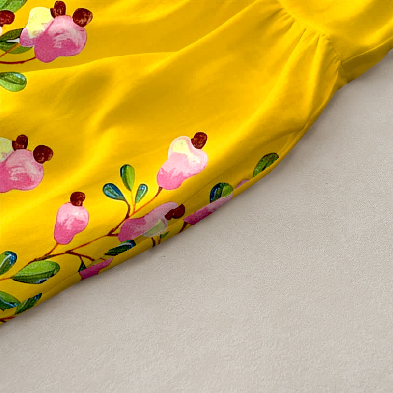 Buddha Stones Vestido midi de verano informal para mujer con estampado floral en el borde y bolsillos. - image 2