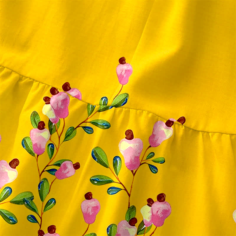 Buddha Stones Vestido midi de verano informal para mujer con estampado floral en el borde y bolsillos. - image 1