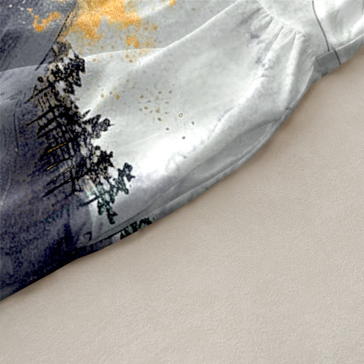 Buddha Stones Vestido midi de verano informal para mujer con estampado de paisaje de grullas y bolsillos. - image 10