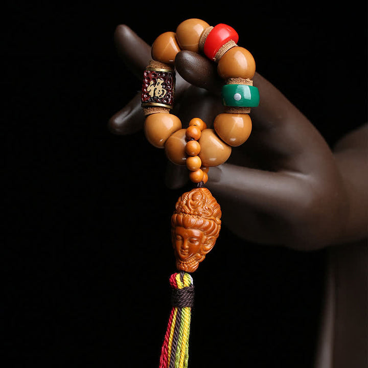 Buddha Stones Adornos de cuentas de meditación táctiles con borlas coloridas de Avalokiteshvara Fu, símbolo de paz tibetana, semillas de Bodhi. - Semilla de Bodhi (Despertando la Sabiduría ♥) - image 0