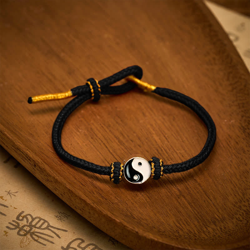Buddha Stones Pulsera ajustable de cordón trenzado con diseño Yin Yang rojo tejido a mano - image 10