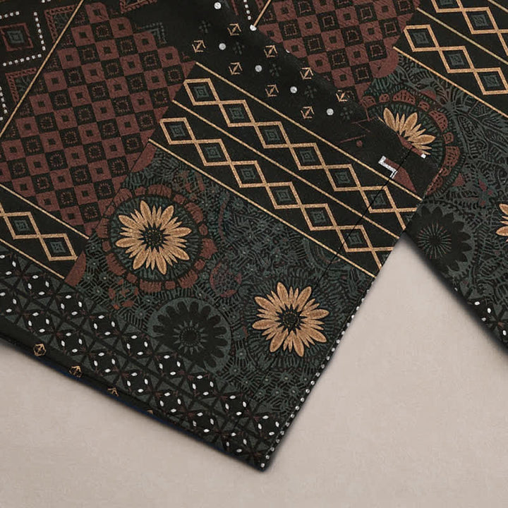 Buddha Stones Pantalones de hombre de algodón con estampado floral geométrico estilo bohemio y corte ajustado, con bolsillos. - image 3