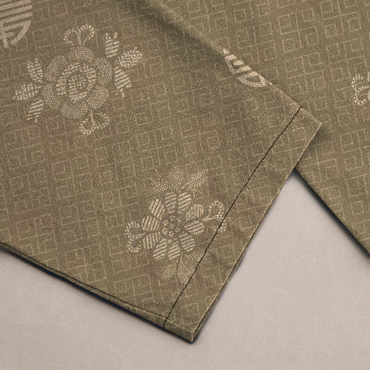 Buddha Stones Pantalones de hombre de algodón con estampado geométrico tribal y corte ajustado, con bolsillos. - image 3