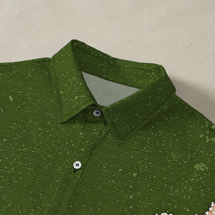 Buddha Stones Camisa transpirable de manga corta para hombre con botones y estampado de nubes y olas de loto - image 7