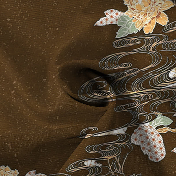 Buddha Stones Camisa transpirable de manga corta para hombre con botones y estampado de nubes y olas de loto - image 14