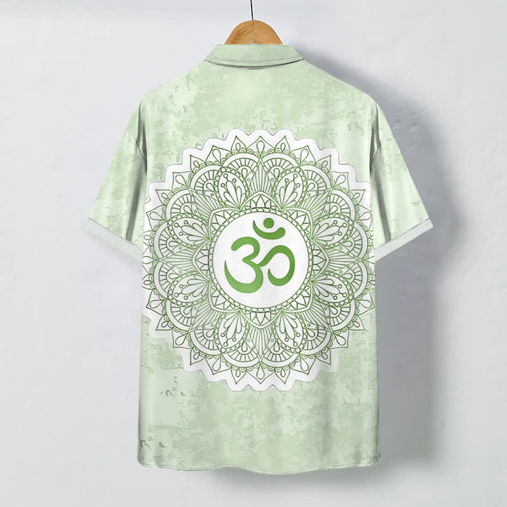 Buddha Stones Camisa transpirable de manga corta para hombre con botones y estampado de mandala Om - image 4