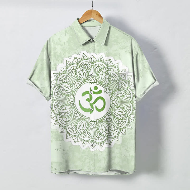 Buddha Stones Camisa transpirable de manga corta para hombre con botones y estampado de mandala Om - Gotas de miel - US/UK/AU48, UE58 (4XL) - image 3