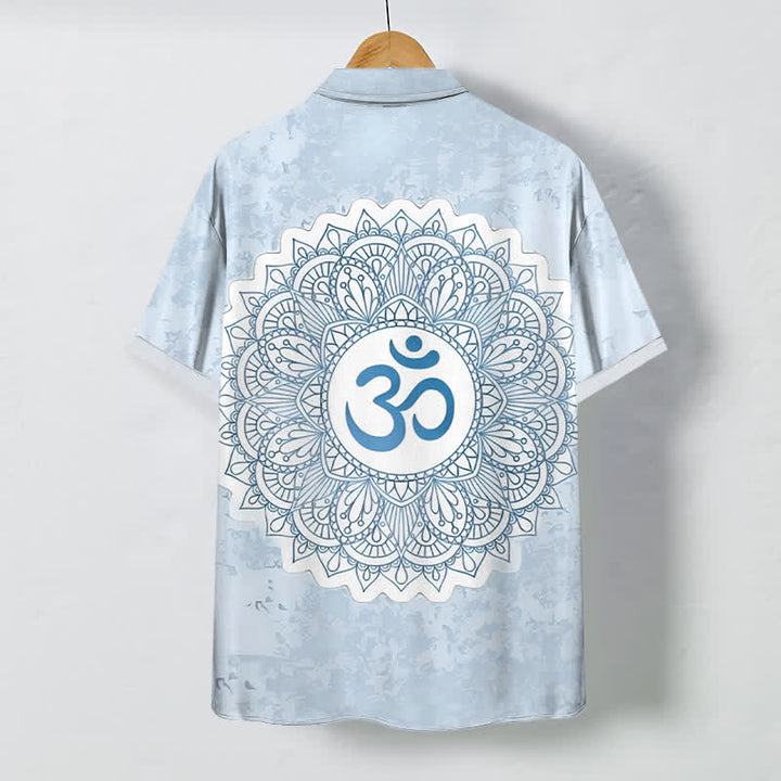 Buddha Stones Camisa transpirable de manga corta para hombre con botones y estampado de mandala Om - image 7