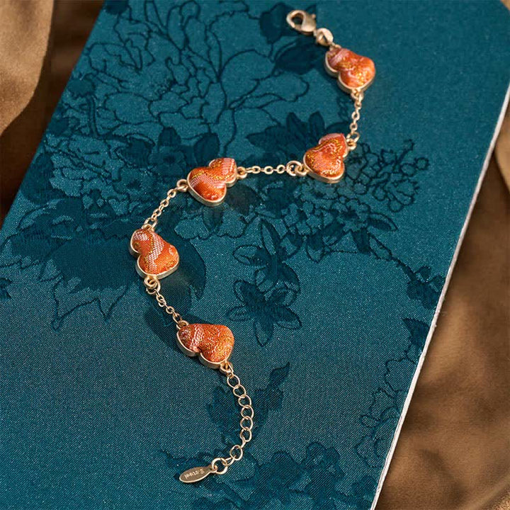 Buddha Stones Canción Brocado Calabaza Ondulaciones de Agua Buena Fortuna Pulsera China Vintage - image 3