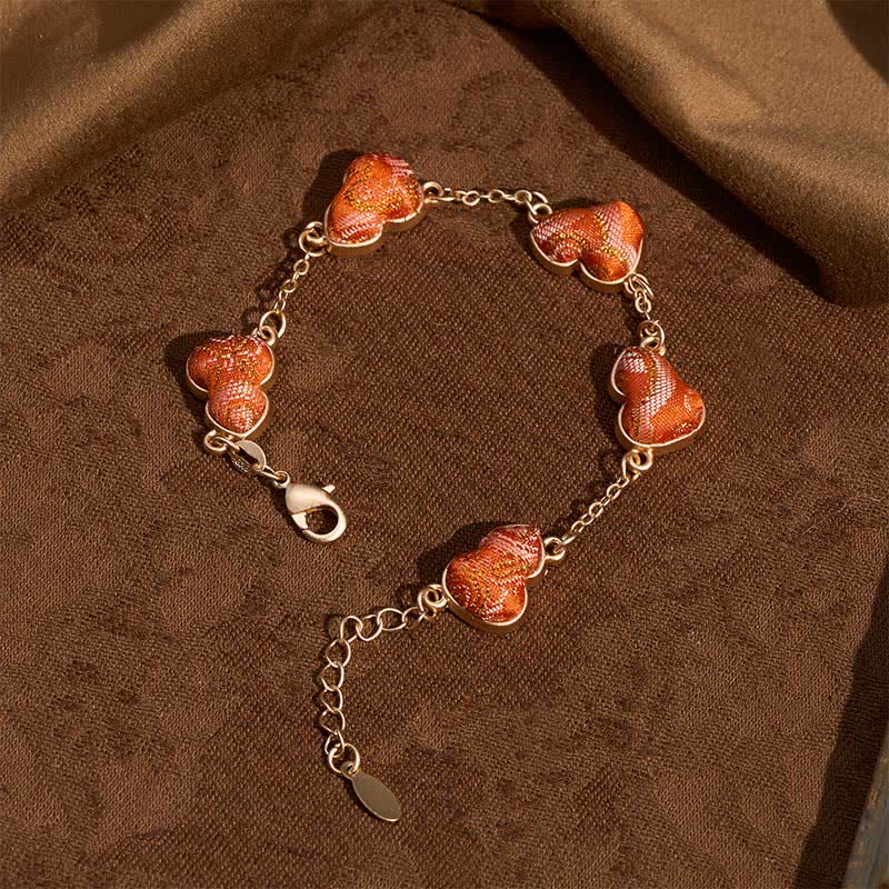 Buddha Stones Canción Brocado Calabaza Ondulaciones de Agua Buena Fortuna Pulsera China Vintage - image 1