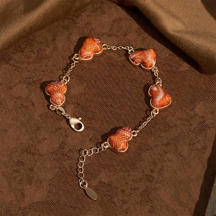 Buddha Stones Canción Brocado Calabaza Ondulaciones de Agua Buena Fortuna Pulsera China Vintage - image 1