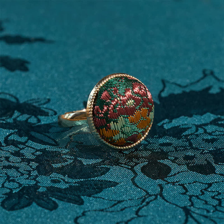 Buddha Stones Anillo redondo elegante bordado en brocado Song - image 3