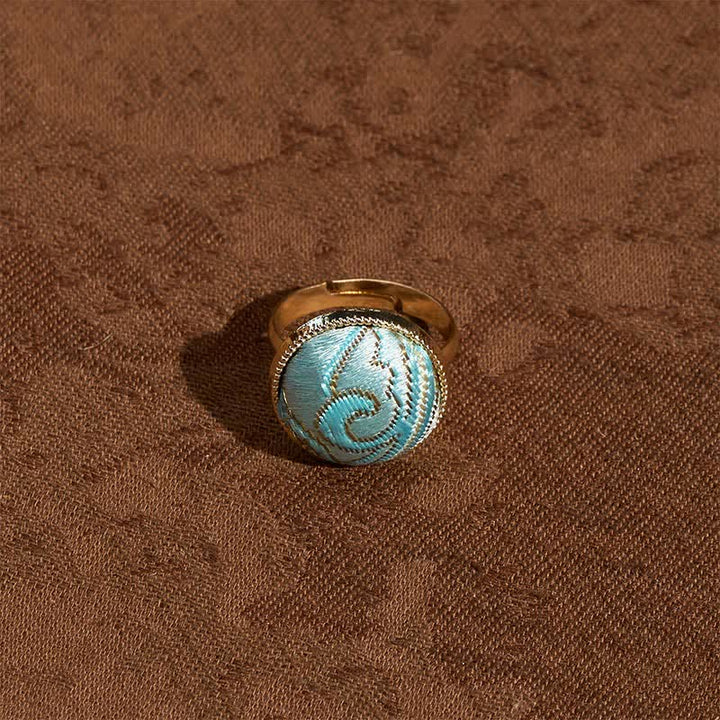 Buddha Stones Anillo redondo elegante bordado en brocado Song - image 12