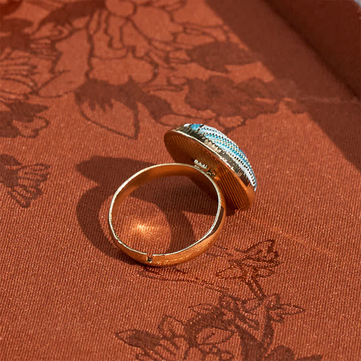 Buddha Stones Anillo redondo elegante bordado en brocado Song - image 10