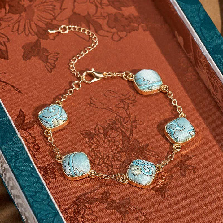 Buddha Stones Pulsera Copper Song Brocade Square Vintage Elegance - Azul claro (mismo tono de color, el estampado varía) - image 0