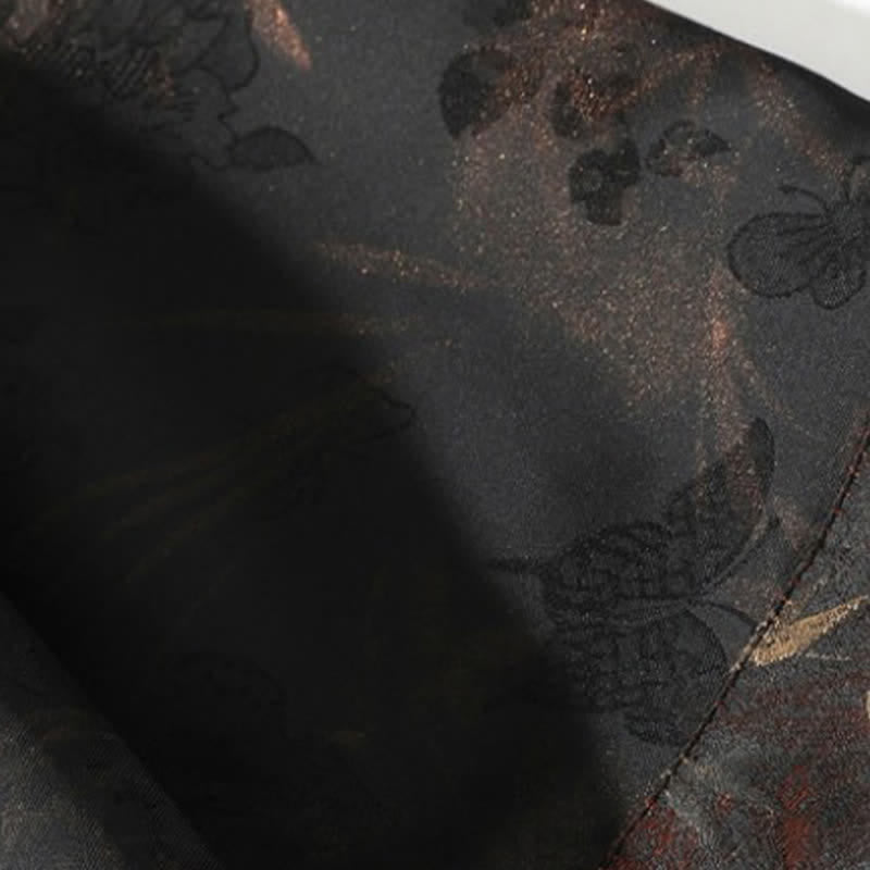 Buddha Stones Camisas de manga corta para hombre estilo Tang, informales, con cuello mandarín y estampado de mariposas de bambú, ideales para primavera y verano. - image 8