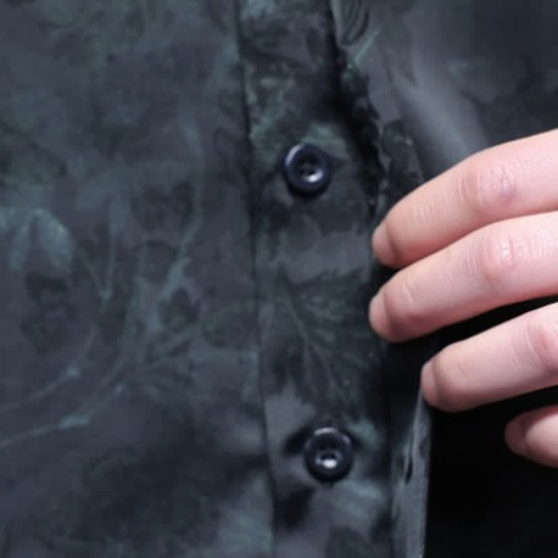 Buddha Stones Camisas de manga corta para hombre estilo Tang, informales, con cuello mandarín y estampado de mariposas de bambú, ideales para primavera y verano. - image 17