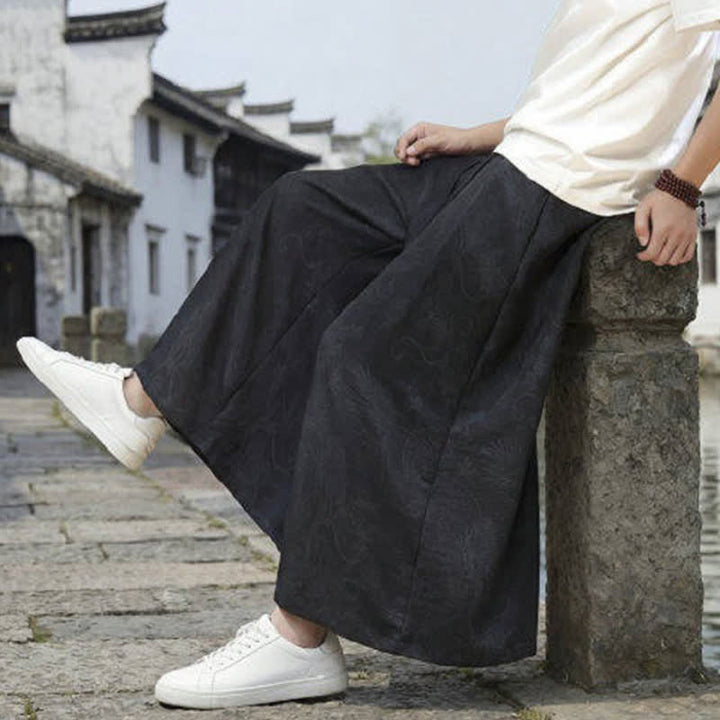 Buddha Stones Pantalones de verano informales estilo Tang con cordón y estampado de dragón, pantalones tobilleros para hombre de pierna ancha. - image 16
