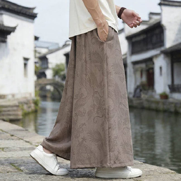 Buddha Stones Pantalones de verano informales estilo Tang con cordón y estampado de dragón, pantalones tobilleros para hombre de pierna ancha. - image 20