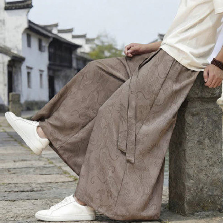 Buddha Stones Pantalones de verano informales estilo Tang con cordón y estampado de dragón, pantalones tobilleros para hombre de pierna ancha. - image 24