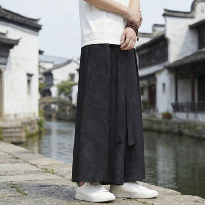 Buddha Stones Pantalones de verano informales estilo Tang con cordón y estampado de dragón, pantalones tobilleros para hombre de pierna ancha. - image 10