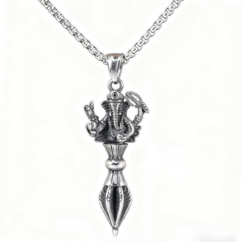 Buddha Stones Collar con colgante de poder espiritual Ganesh Vajra de acero inoxidable - image 3