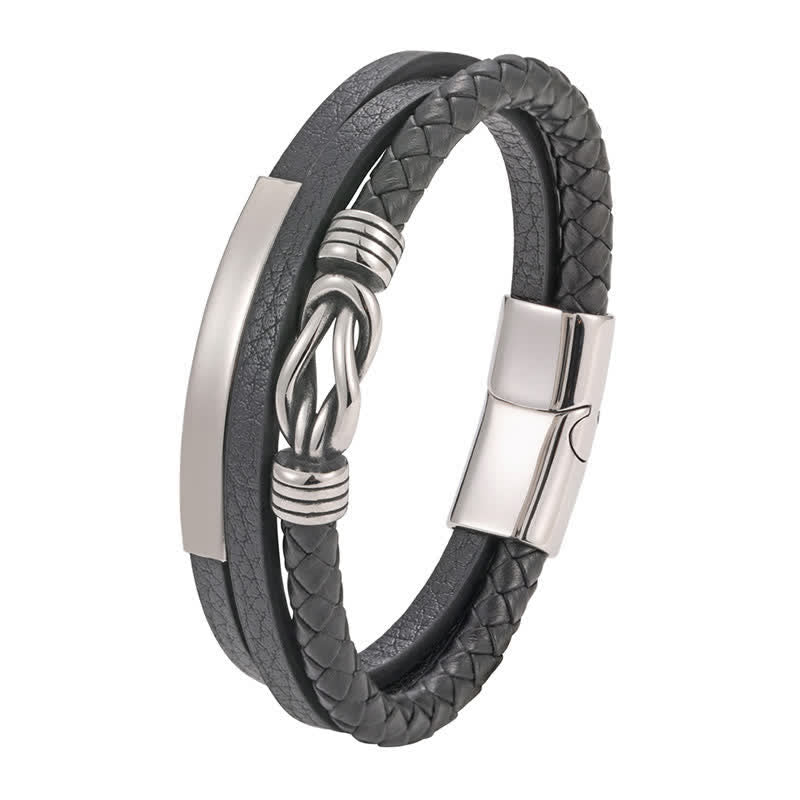 Buddha Stones Pulsera de protección con cierre magnético geométrico y trenzado de cuero - image 3