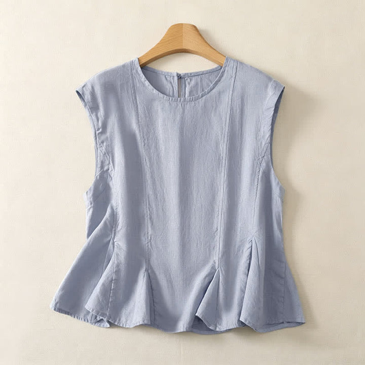 Buddha Stones Camiseta sin mangas elegante y casual de verano para mujer. - Azul acero claro - US8-10, UK/AU12-14, EU40-42 (2XL) - image 0