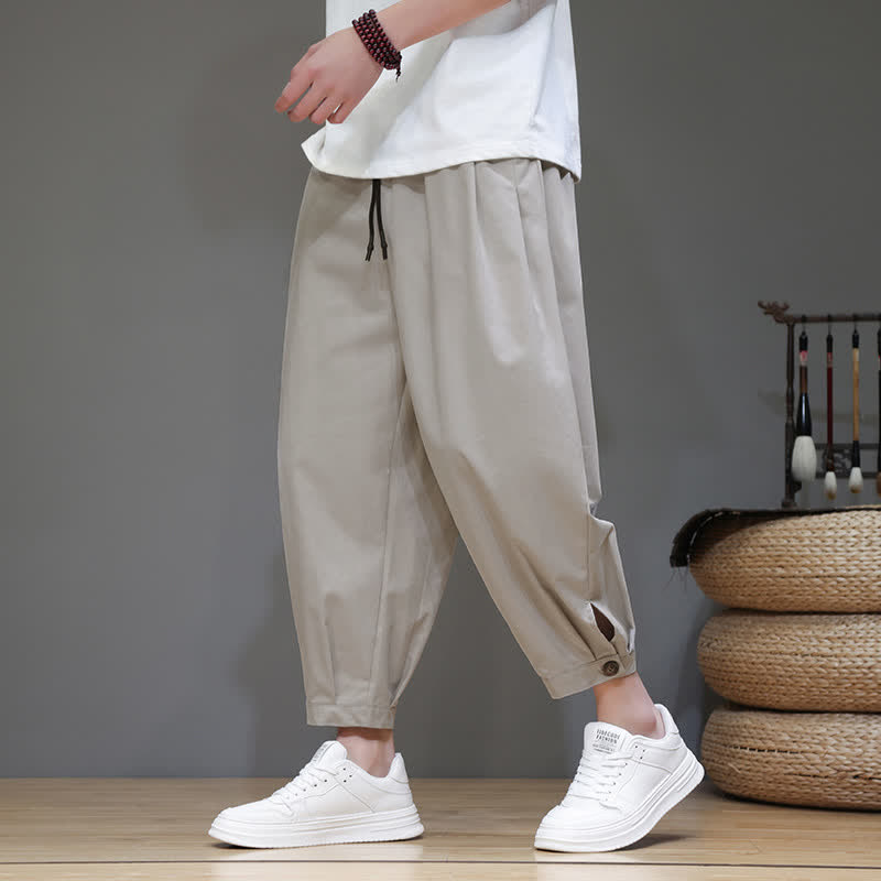 Buddha Stones Pantalones cortos de verano informales minimalistas con cordón ajustable para hombre, color liso, con bolsillo. - Gainsboro - US/UK/AU46, EU56 (5XL) - image 0
