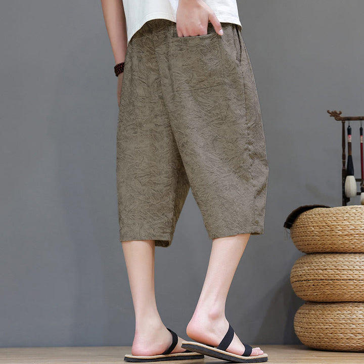 Buddha Stones Pantalones cortos de verano informales estilo boho con cordón ajustable y estampado abstracto para hombre, con bolsillo. - image 4