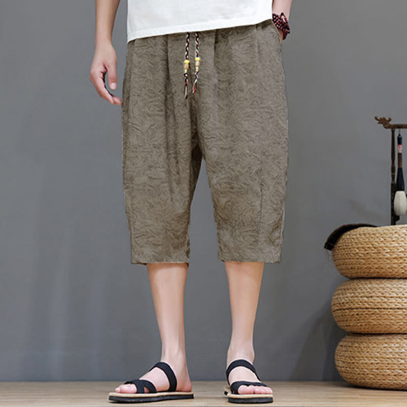Buddha Stones Pantalones cortos de verano informales estilo boho con cordón ajustable y estampado abstracto para hombre, con bolsillo. - image 3