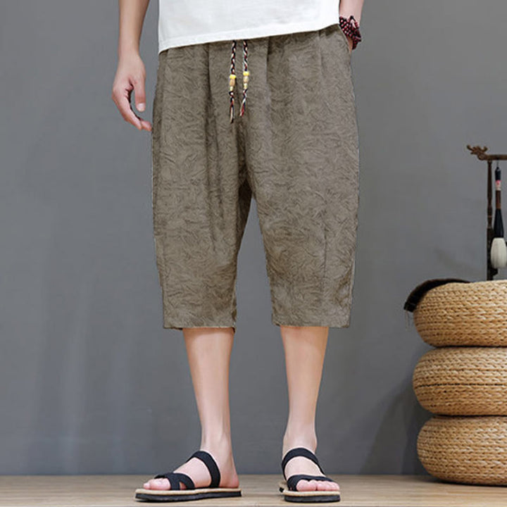 Buddha Stones Pantalones cortos de verano informales estilo boho con cordón ajustable y estampado abstracto para hombre, con bolsillo. - image 3