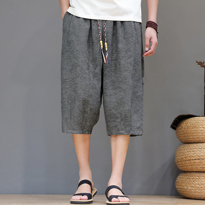 Buddha Stones Pantalones cortos de verano informales estilo boho con cordón ajustable y estampado abstracto para hombre, con bolsillo. - Gris claro - US/UK/AU48, EU58 (6XL) - image 13