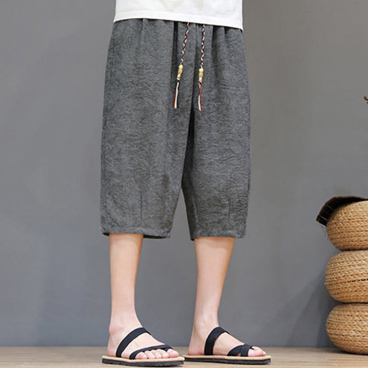 Buddha Stones Pantalones cortos de verano informales estilo boho con cordón ajustable y estampado abstracto para hombre, con bolsillo. - image 15