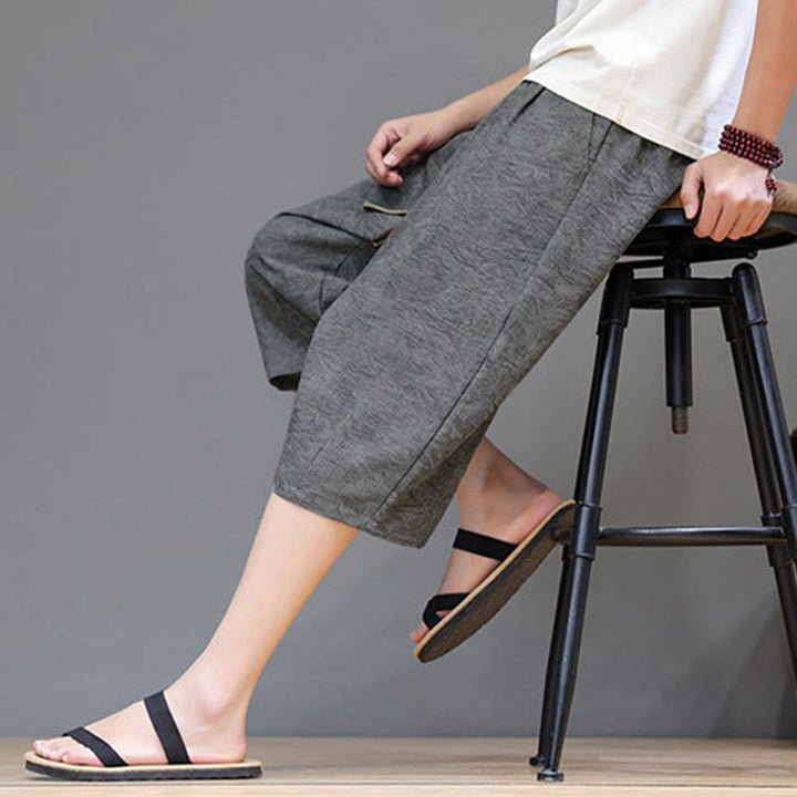 Buddha Stones Pantalones cortos de verano informales estilo boho con cordón ajustable y estampado abstracto para hombre, con bolsillo. - image 19