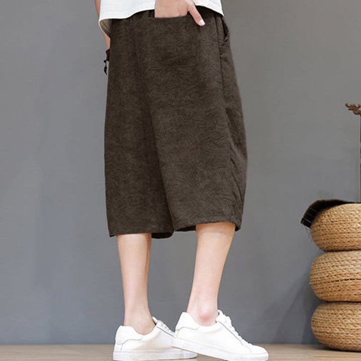 Buddha Stones Pantalones cortos de verano informales estilo boho con cordón ajustable y estampado abstracto para hombre, con bolsillo. - image 27