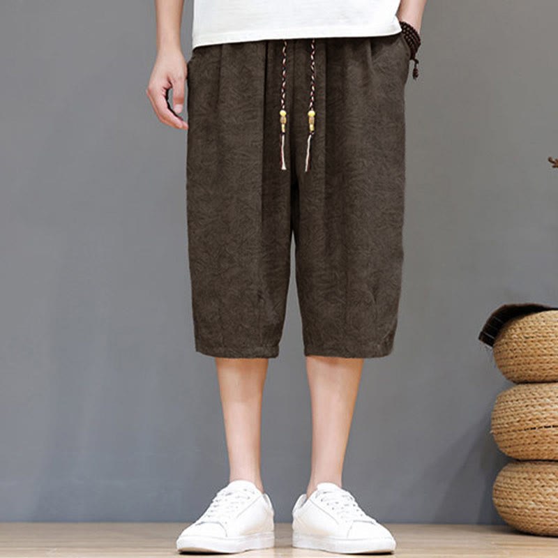 Buddha Stones Pantalones cortos de verano informales estilo boho con cordón ajustable y estampado abstracto para hombre, con bolsillo. - image 30