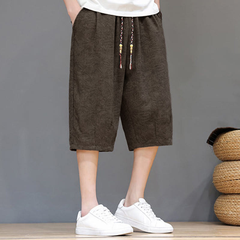 Buddha Stones Pantalones cortos de verano informales estilo boho con cordón ajustable y estampado abstracto para hombre, con bolsillo. - image 25