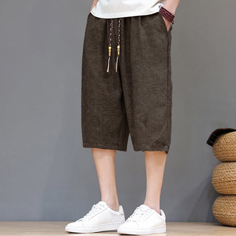 Buddha Stones Pantalones cortos de verano informales estilo boho con cordón ajustable y estampado abstracto para hombre, con bolsillo. - image 26