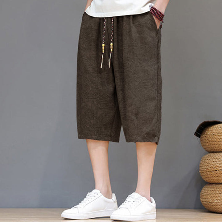 Buddha Stones Pantalones cortos de verano informales estilo boho con cordón ajustable y estampado abstracto para hombre, con bolsillo. - image 26
