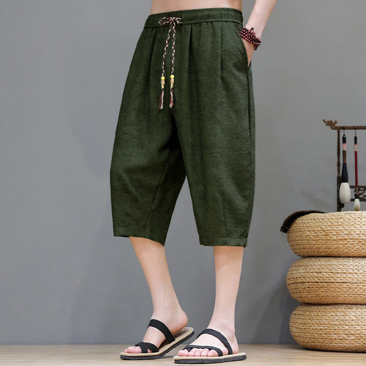 Buddha Stones Pantalones cortos de verano informales estilo boho con cordón ajustable y estampado abstracto para hombre, con bolsillo. - Verde oliva oscuro - US/UK/AU48, EU58 (6XL) - image 33