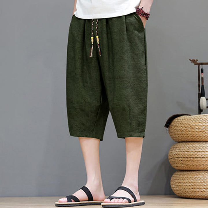 Buddha Stones Pantalones cortos de verano informales estilo boho con cordón ajustable y estampado abstracto para hombre, con bolsillo. - image 34