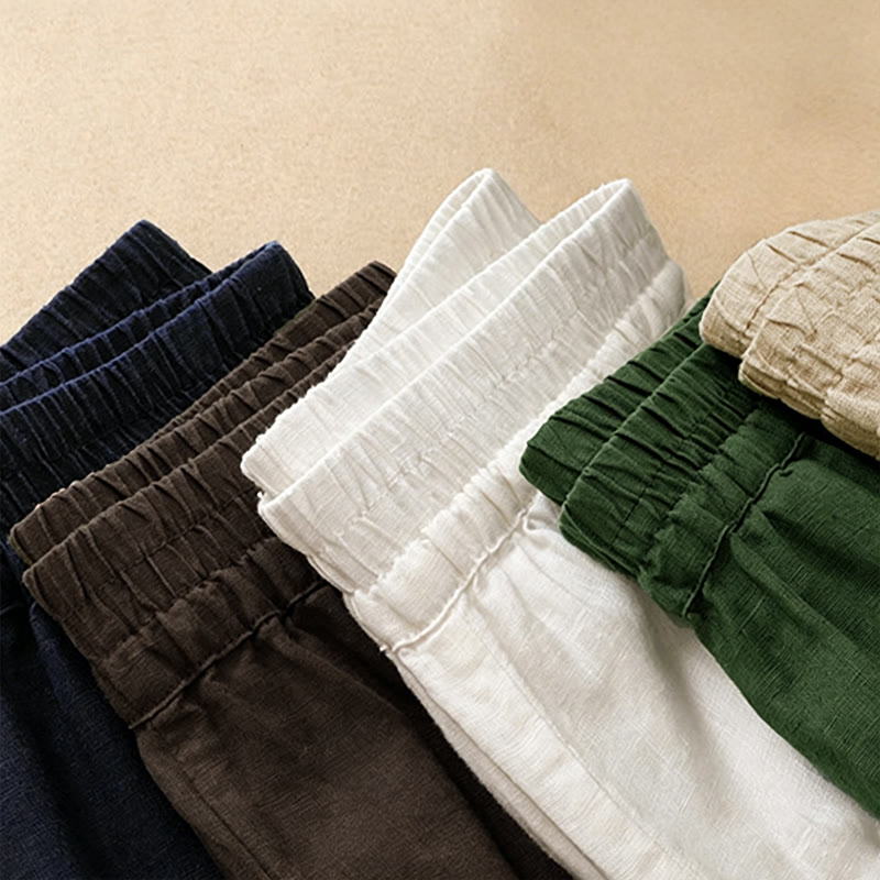 Buddha Stones Pantalones tobilleros lisos de verano con bordado calado en el bajo y bolsillos para mujer. - image 24