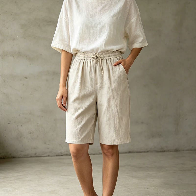 Pantalones cortos tipo bermudas informales de verano con cordón ajustable y estampado de Buddha Stones, para mujer, de pierna recta y con bolsillos. - image 2